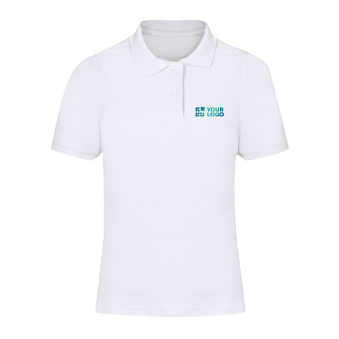 Witte damespolo met korte mouwen van piquékatoen 180 g/m²