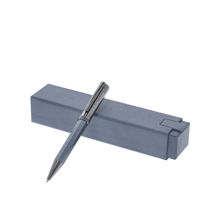 Premium metalen draaipen en navulbaar met blauwe inkt