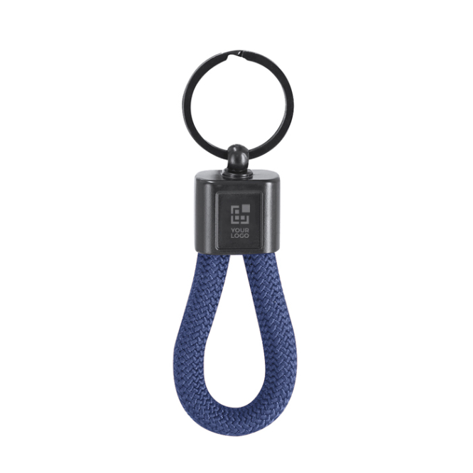 Sleutelhanger met polyester koord en gemetalliseerd plaatje