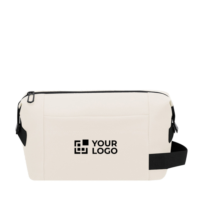 Toilettas van kunstleer met rits en zijhandgreep