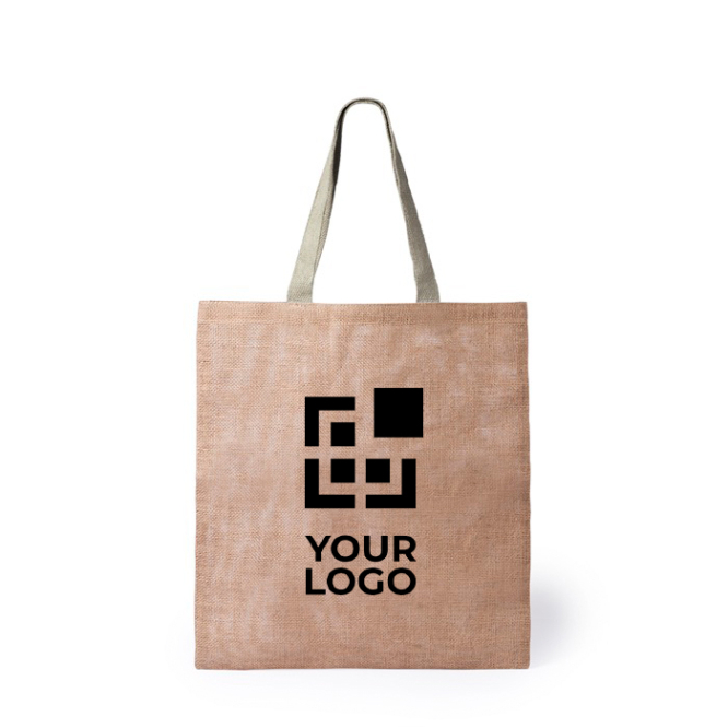 Duurzame jute tas met logo weergave met jouw bedrukking