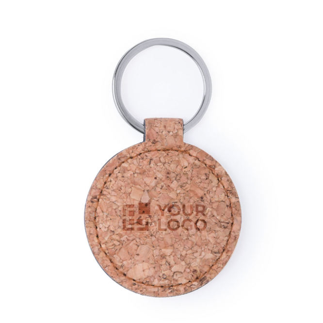 Ronde sleutelhanger van kurk met lasergravure - Eco Round