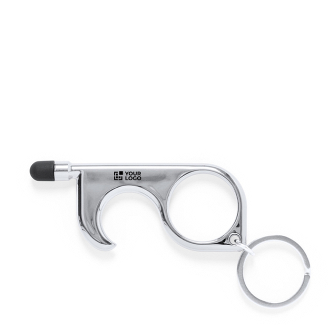 Metalen no-contact sleutelhanger in grijs