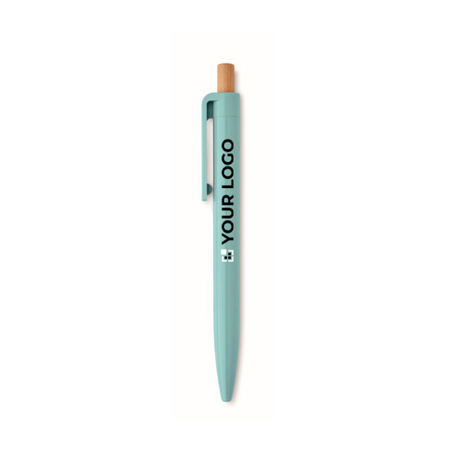 Monochrome balpen met bamboedrukknop, blauwe inkt