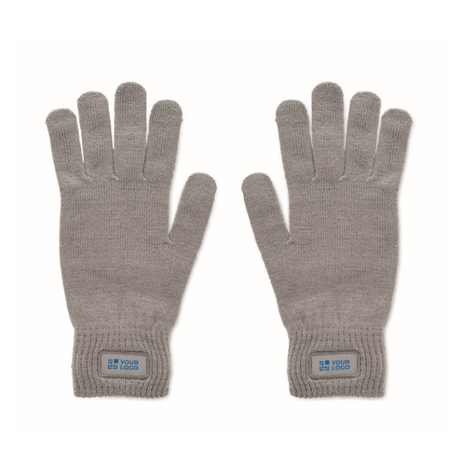 Handschoenen van gerecycled polyester met patch voor personalisatie