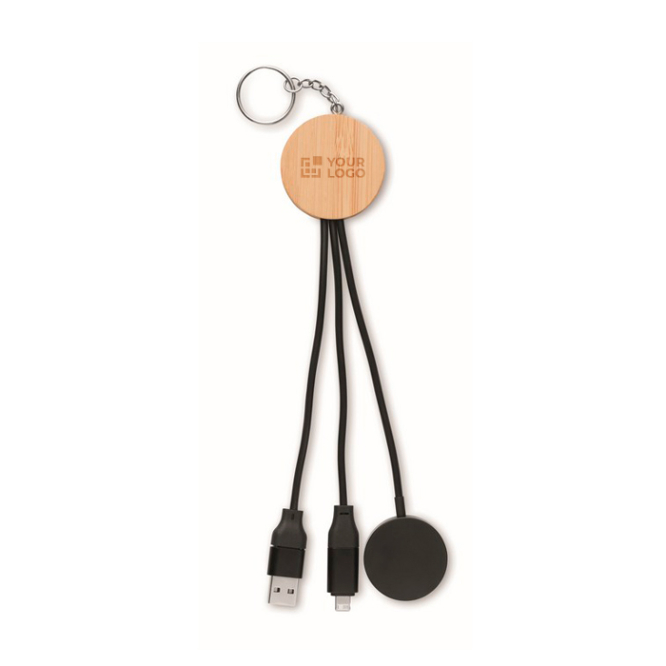 Oplaadkabelset 4-in-1 inclusief horlogelader aan een sleutelhanger