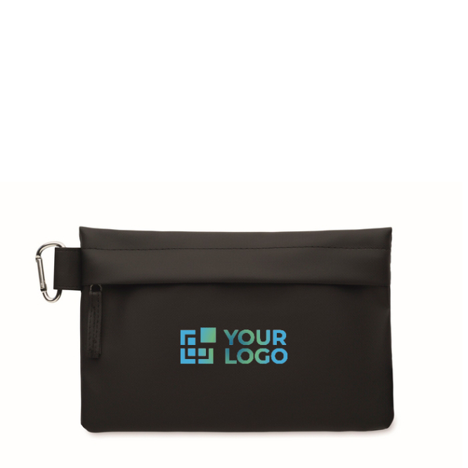 Polyester PU toilettas organizer met karabijnhaak aan de zijkant