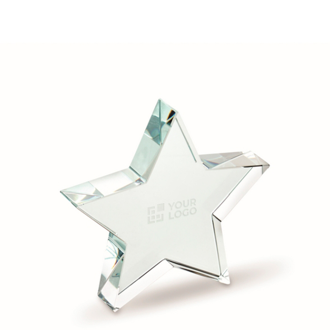 Glazen trofee in de vorm van een ster om te personaliseren