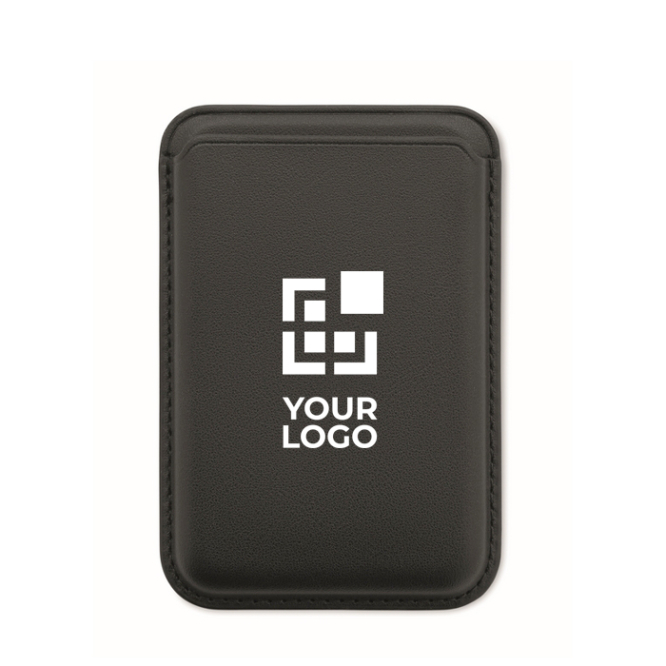 Magnetische kaarthouder van kunstleer met ruimte voor 3 kaarten