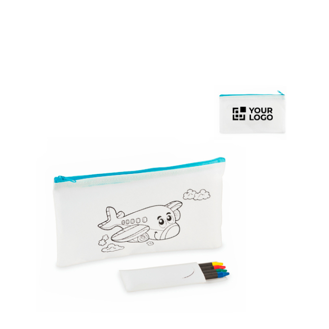 Kinderetui van non-woven om in te kleuren met 4 potloden