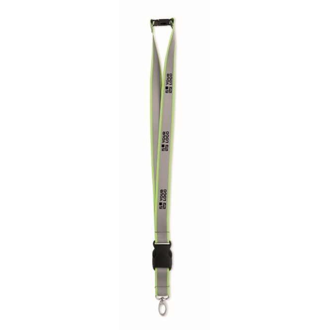 Reflecterende RPET-lanyard met veiligheidsluiting en breedte van 2,5 cm