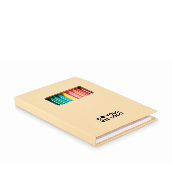 Kindertekenset met kraftpapier en 12 kleurpotloden