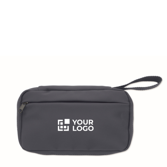 Kleine toilettas van RPET 600D met rits en binnenmesh