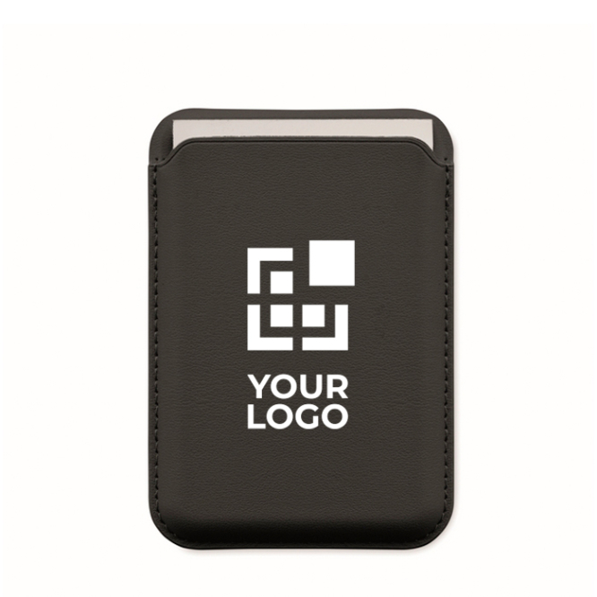 Magnetische kaarthouder van PU-kunstleer voor 3 kaarten