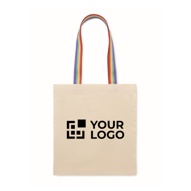 Katoenen totebag met regenbooghengsels 180 g/m²