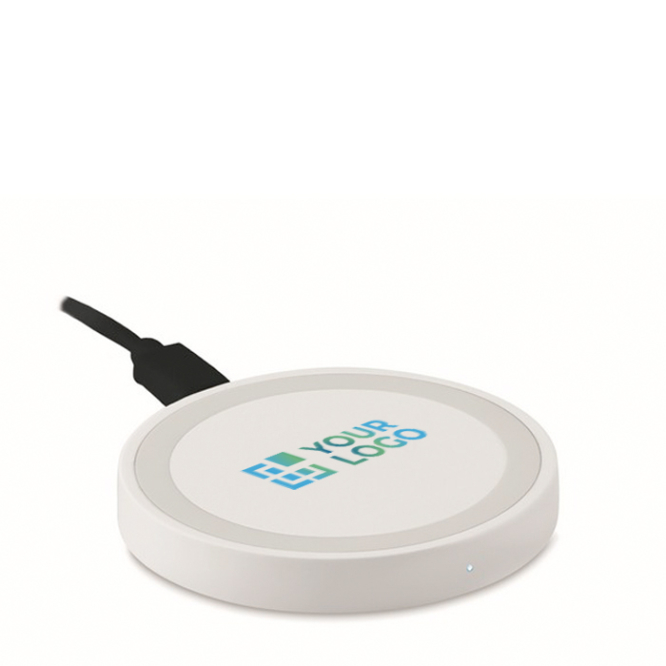 Verlichte draadloze opladers met logo kleur wit