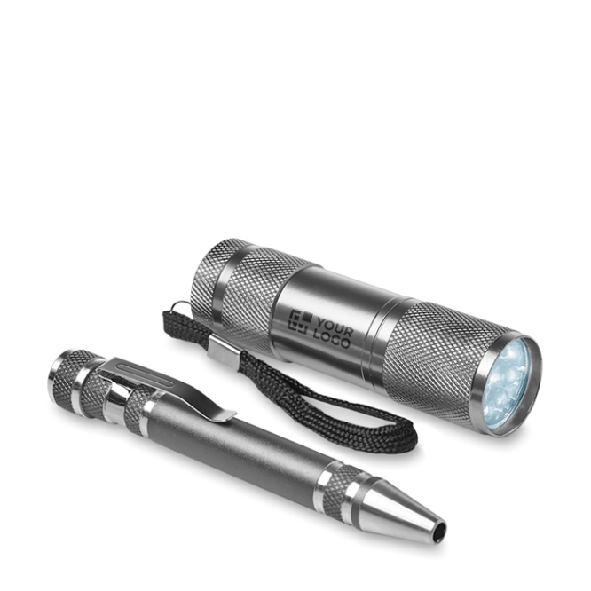 Relatiegeschenk zaklamp met pen van metaal