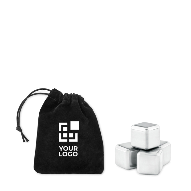 Set met logo met metalen ijsblokjes voor dranken koel houden