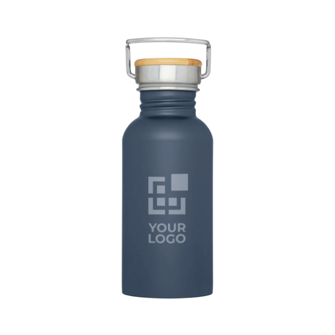 Enkelwandige RVS drinkfles van 550 ml met stijlvolle bamboe dop