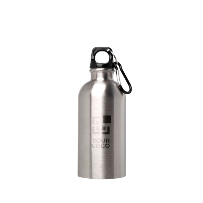 Gerecyclede RVS fles met karabijnhaak 400ml