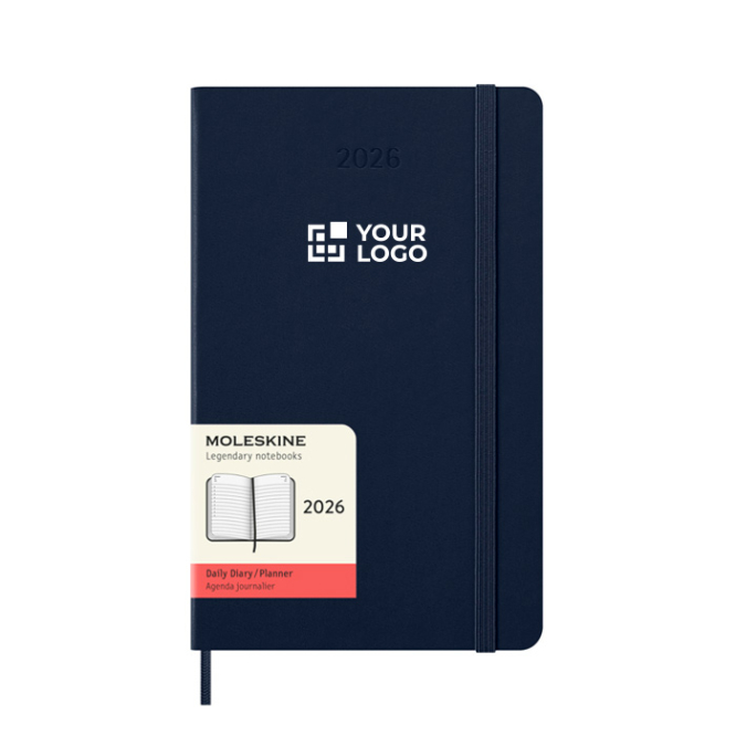 Papieren agenda per dag met lederlook en harde kaft Moleskine