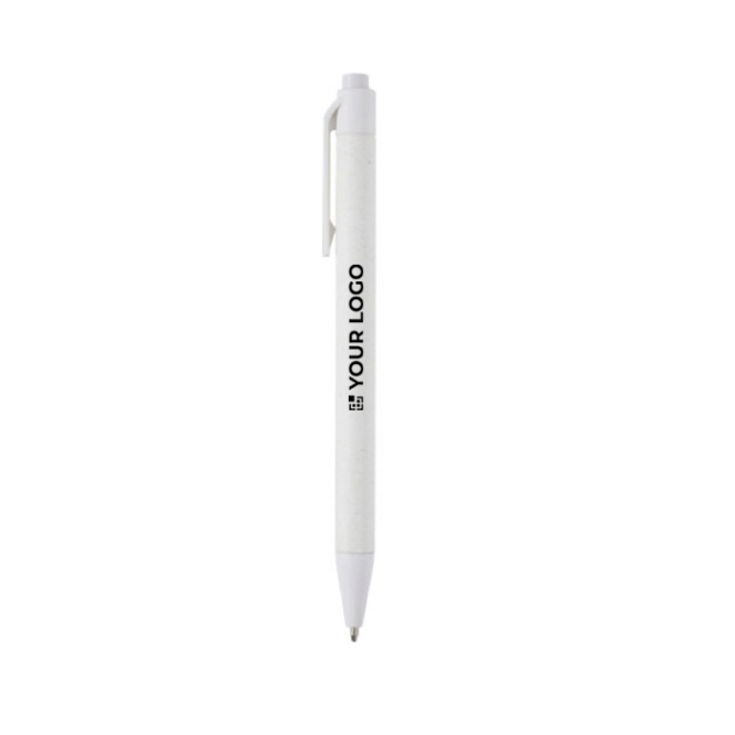 Ecologische witte pen bedrukken met logo met zwarte inkt 