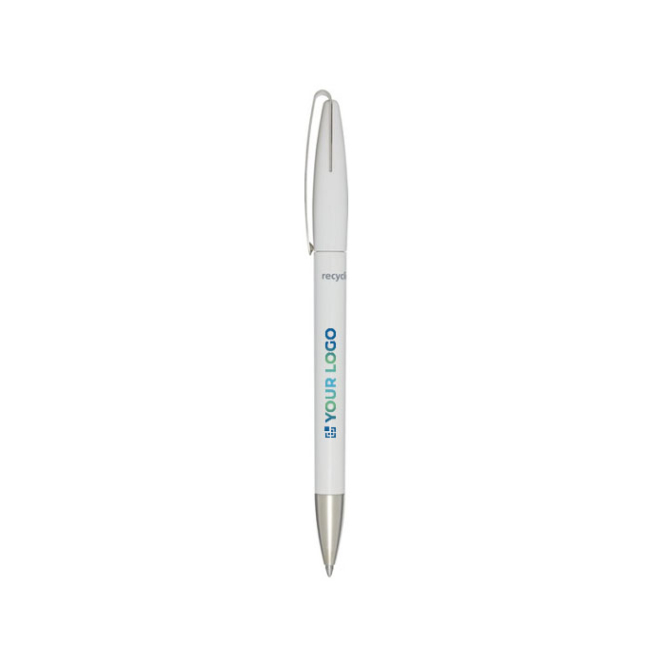Pen met gerecycleerd plastic lichaam en clip, blauwe inkt