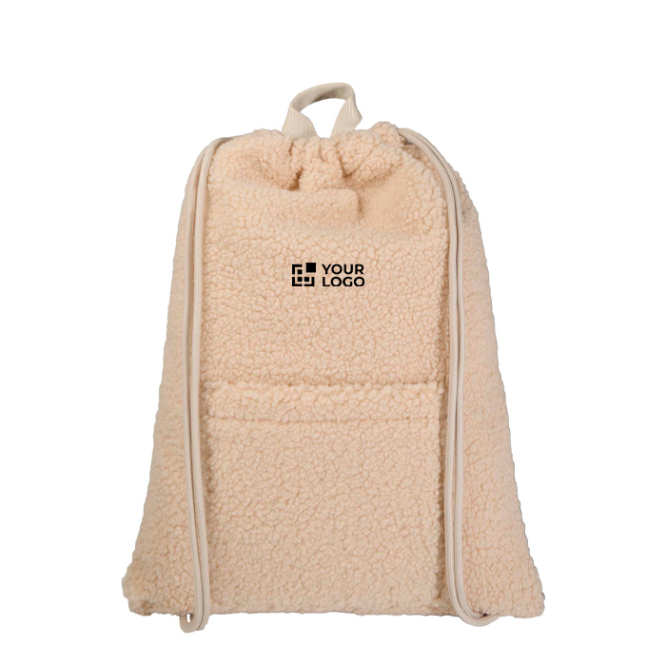 Trekkoordrugzak van gerecycleerde sherpa met voorvak 9 L