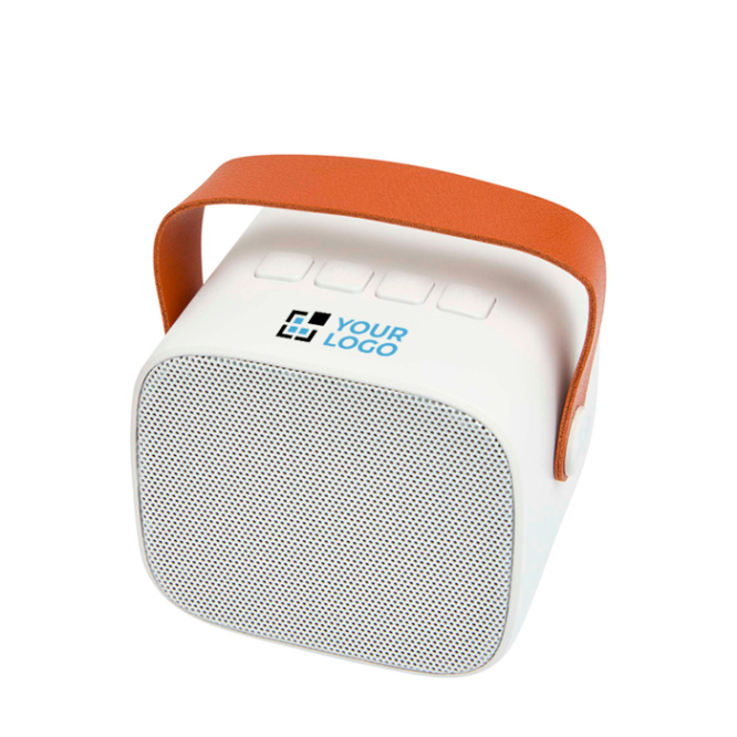 Draadloze luidspreker van gerecycled plastic met leren band 3W