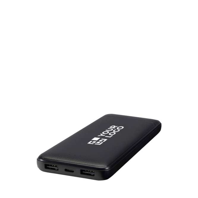 Externe batterij van gerecycled plastic met twee kabels 10.000 mAh