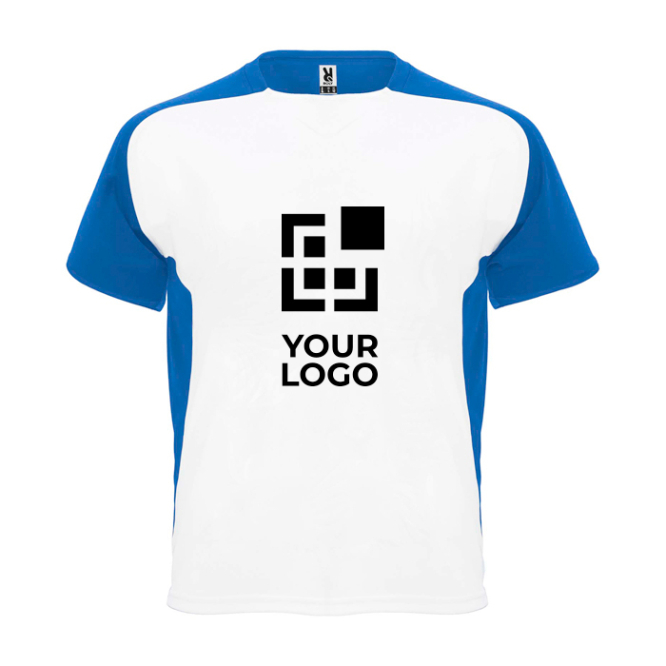 Sportief tweekleurig T-shirt voor kinderen korte mouwen blauw - Roly Bugatti 