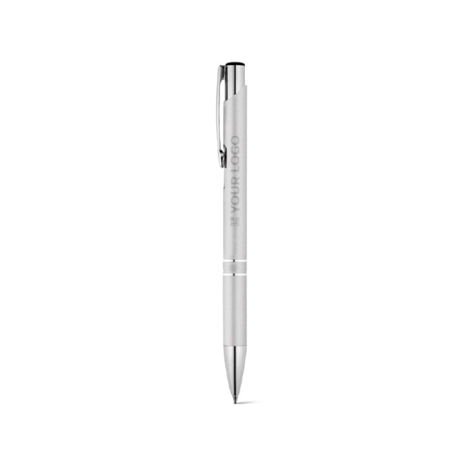 Aluminium balpen met drukmechanisme blauwe inkt