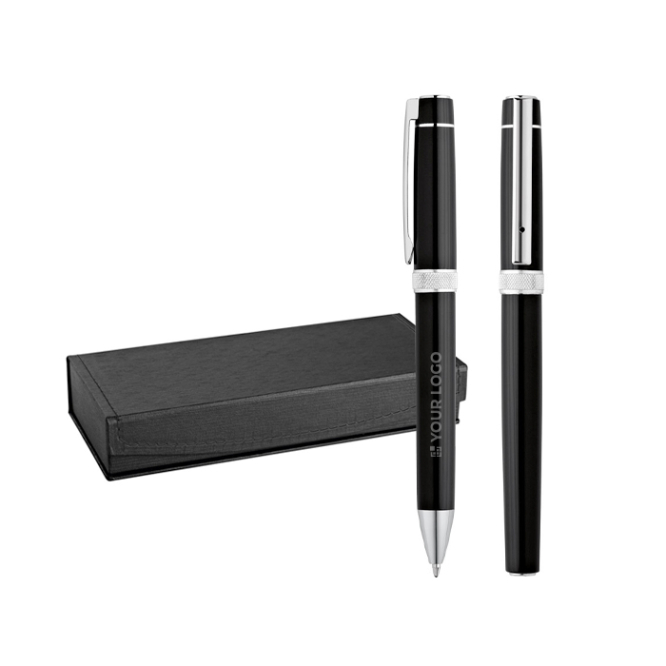 Set met luxe rollerpen en balpen in bedrukbaar doosje