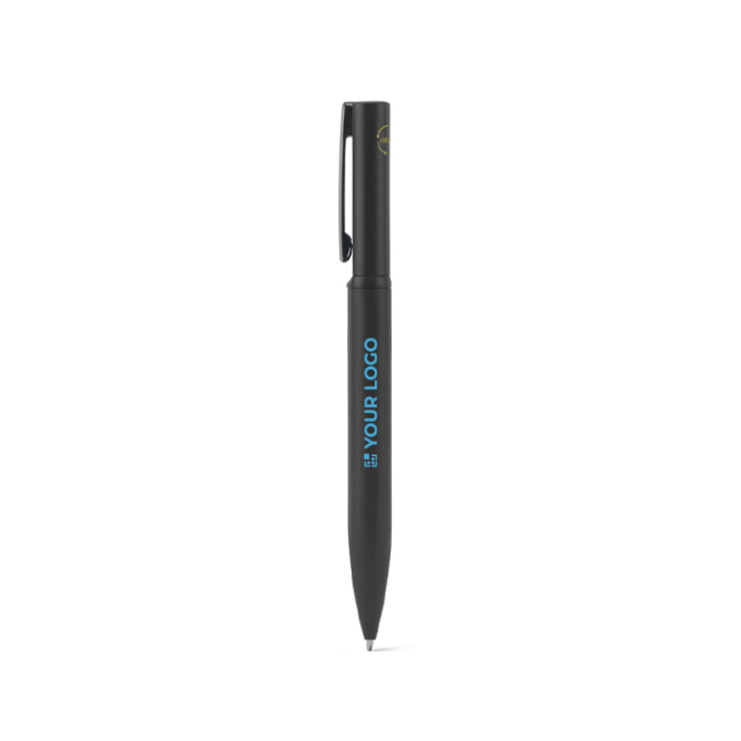 Balpen van 60% gerecycled metaal met elegante clip en blauwe inkt