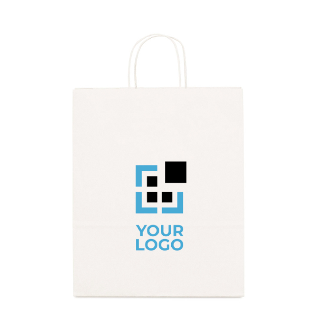 Grote witte papieren tas met logo voor reclame weergave met jouw bedrukking