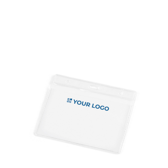 Badgehouder van plastic met gaatjes voor karabijnhaak 11x9 cm