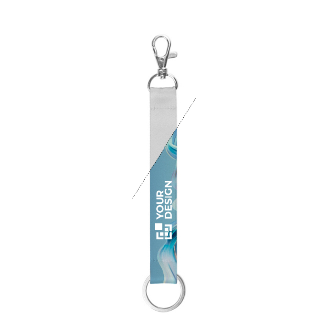 Korte polyester lanyard voor sublimatie met ring en karabijnhaak