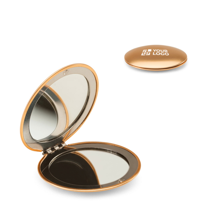 Ronde aluminium dubbelzijdige spiegel met magneetsluiting