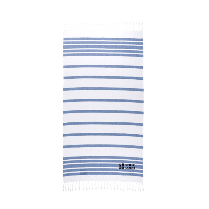 Gestreepte strandhanddoek van katoen en polyester met franjes 180 g/m²