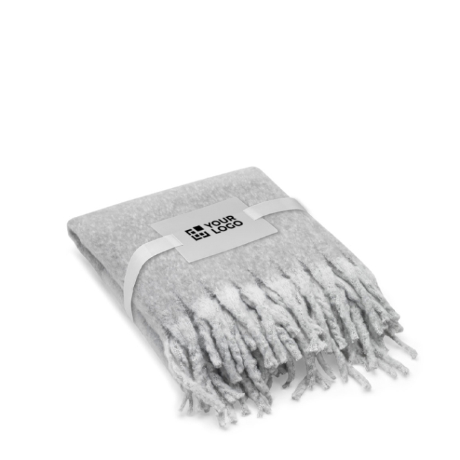 Plaid van gerecycled polyester met zachte mohair-touch, 300 g/m²
