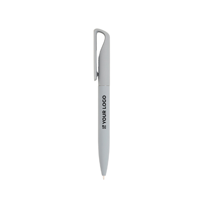 Pen met soft-touch afwerking en metalen clip met spiegel-effect