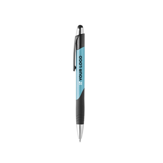 Plastic balpen in diverse kleuren met stylus en blauwe inkt met jouw bedrukking