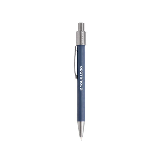 Aluminium pen met metalen clip en spinner, zwarte inkt