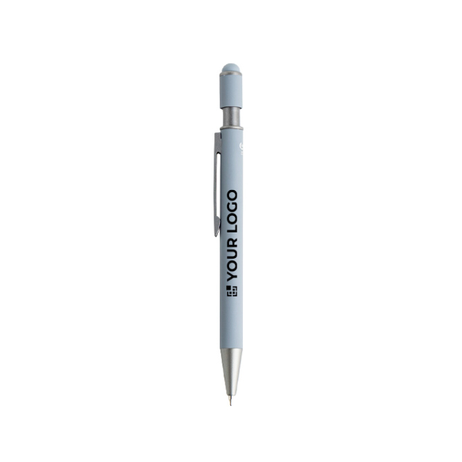 Aluminium pen met spinner en touchpunt, blauwe inkt