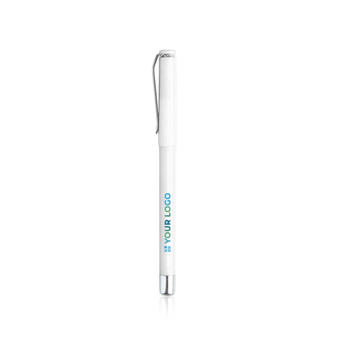Rollerpen van plastic met metalen clipdop, blauwe gelinkt met jouw bedrukking