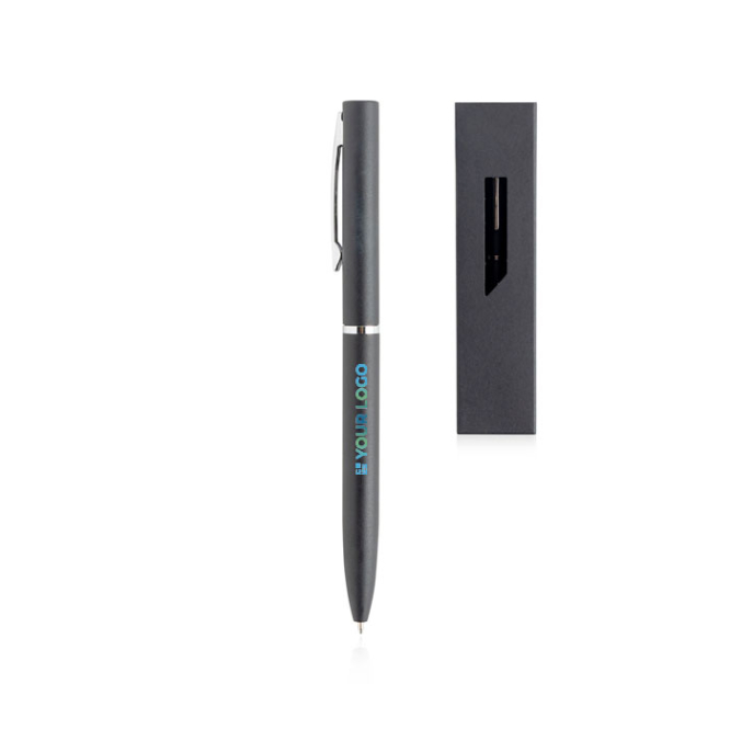 Luxe metalen balpen in matte kleuren met etui, blauwe inkt met jouw bedrukking