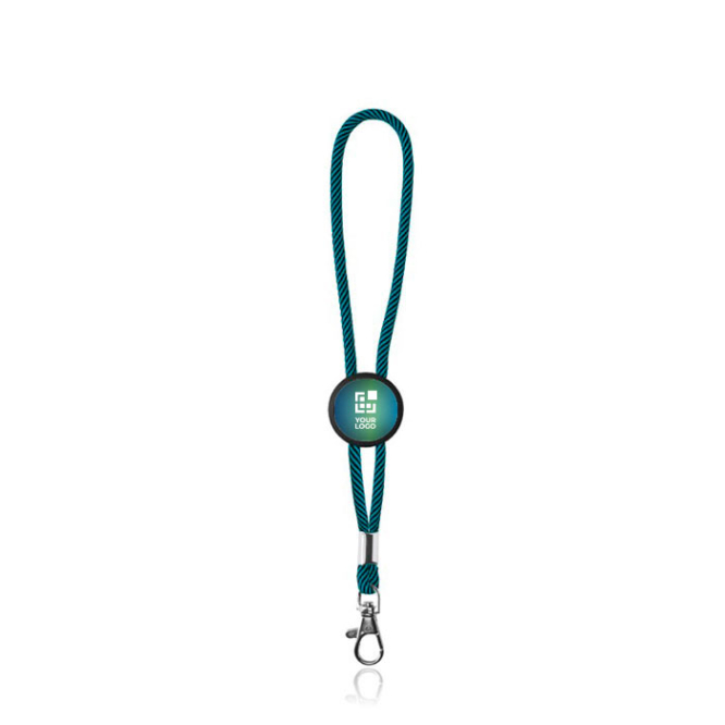 Polyester sleutelhanger met karabijnhaak en personaliseerbaar stuk met jouw bedrukking