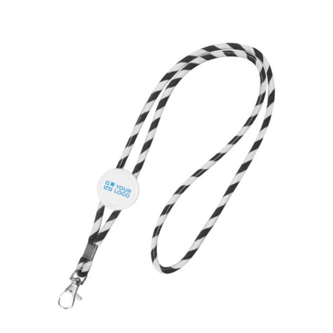 Buisvormige lanyard van polyester met kleurrijk gestreept design met jouw bedrukking