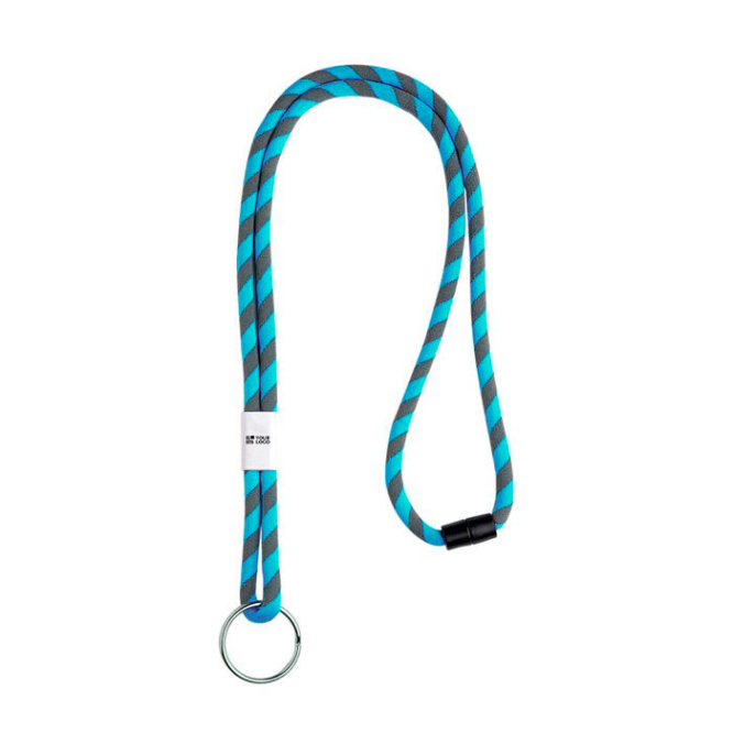 Gestreepte buisvormige lanyard van terleen met verstelbare gesp met jouw bedrukking