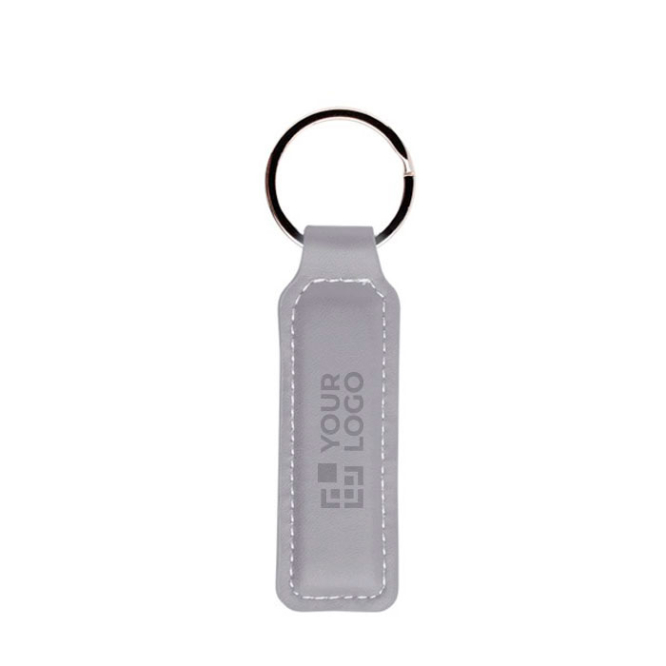 Premium sleutelhanger van imitatieleer in kleuren met metalen ring met jouw bedrukking